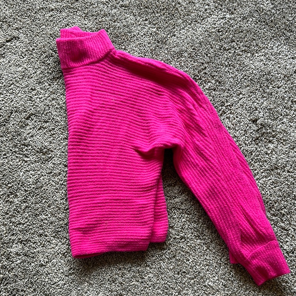 Pink Ribbed Turtleneck Sweater